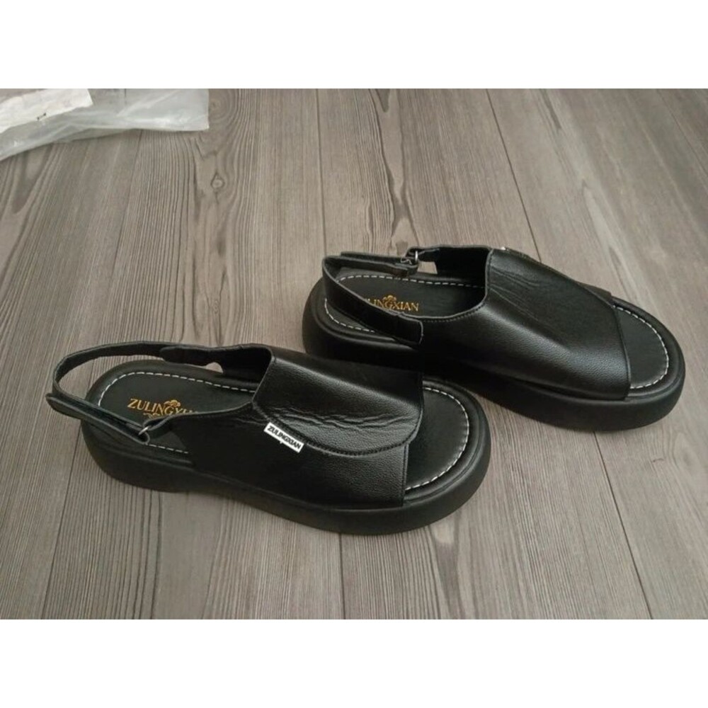 Black Leather Platform | Slingback Sandals | Comfort | Size 42